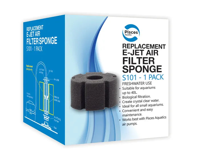 Pisces Aquatics E-Jet Air Sponge Filter 101 - Up to 40L Aquariums