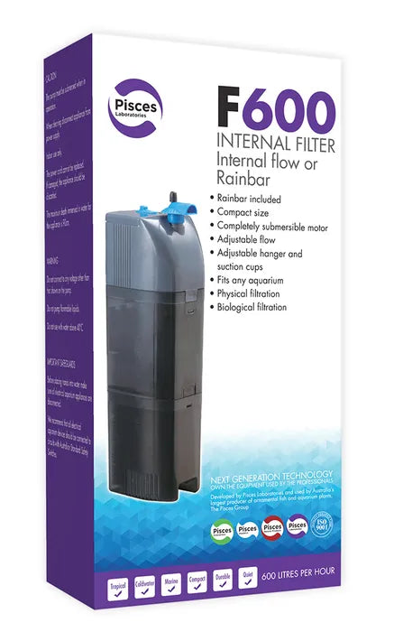 Pisces Aquatics Internal Filter w Spraybar F600 600L/H