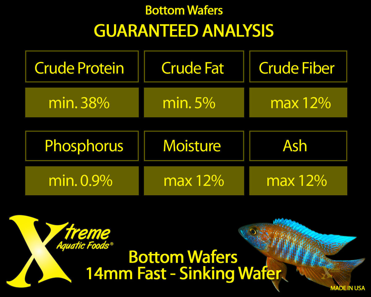 Xtreme Bottom Wafers - 14mm Fast Sinking Wafer with Pea Protein & Cellulose