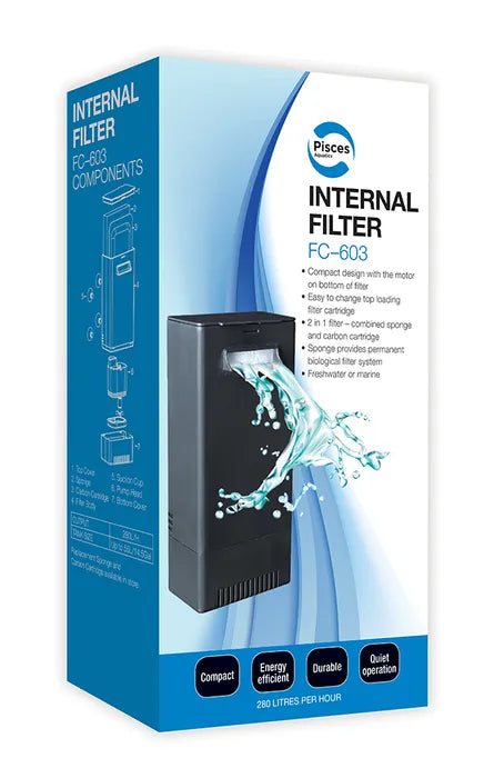 Pisces Aquatics Internal Filter FC-603 230L/H Up to 50L Aquariums