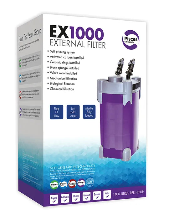 Pisces Aquatics External Canister Filter EX1000 710 L/H Up to 150L Aquariums