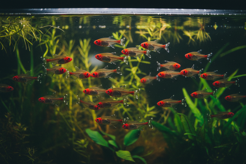 School of Aquarium Tetra Fish