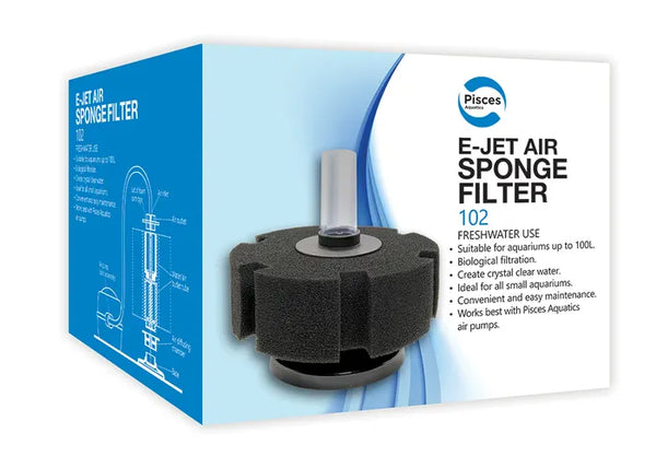 Pisces Aquatics E-Jet Air Sponge Filter 102 - Up to 100L Aquariums