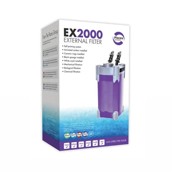 Pisces Aquatics External Canister Filter EX2000 1330 L/H Up to 250L Aquariums