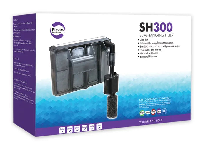 Pisces Aquatics Slim Hanging Filter SH300 280L/H  Up To 60L Aquariums